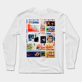 Old Stamp Collage Hitchcock USSR Fairgrounds Long Sleeve T-Shirt